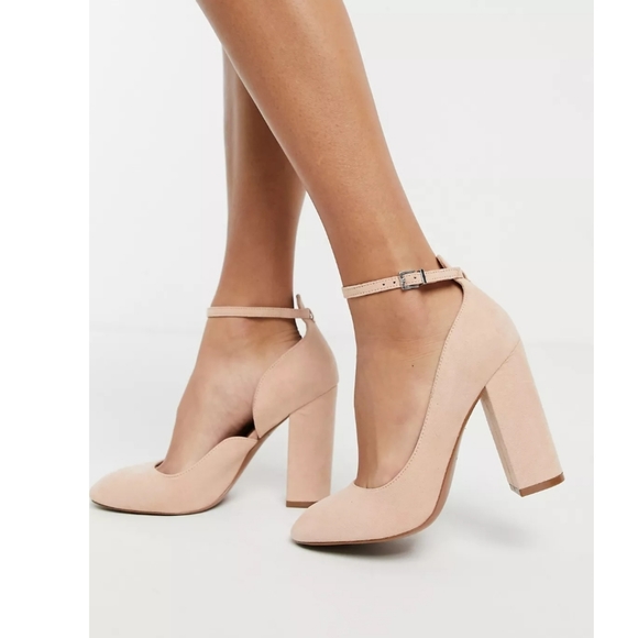 ASOS High block heels in blush - Picture 1 of 8